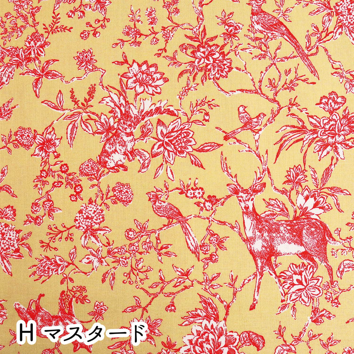 ■TJ302R-H-10m Toile de Jouy 　Printed Cotton Fabric"", Forest "",length 10m/roll (roll)