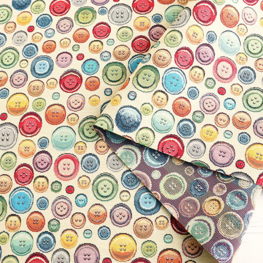 GB-BUTTONS-2 ボタンがいっぱい オランダ輸入 ゴブラン生地 B&B FABRICS 140cm巾 1m単位