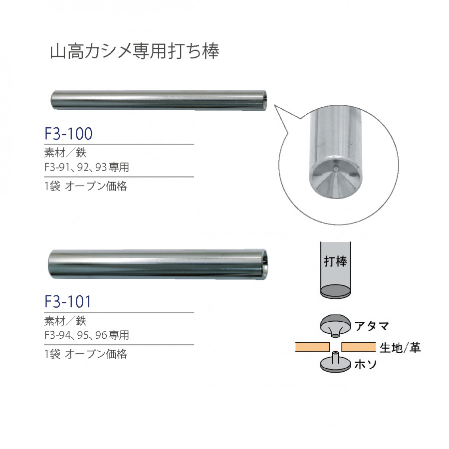 紐釦（チューコー）取扱い山高カシメ一打ち棒