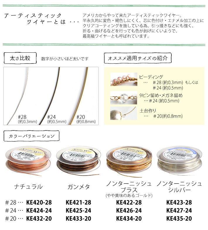 アーティスティックワイヤー #28～20 ノンターニッシュブラス (巻)「手芸材料の卸売りサイトChuko Online」