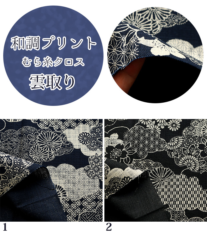B88334Z-2 Japanese Printed Fabric “Clouds” Uneven Thread