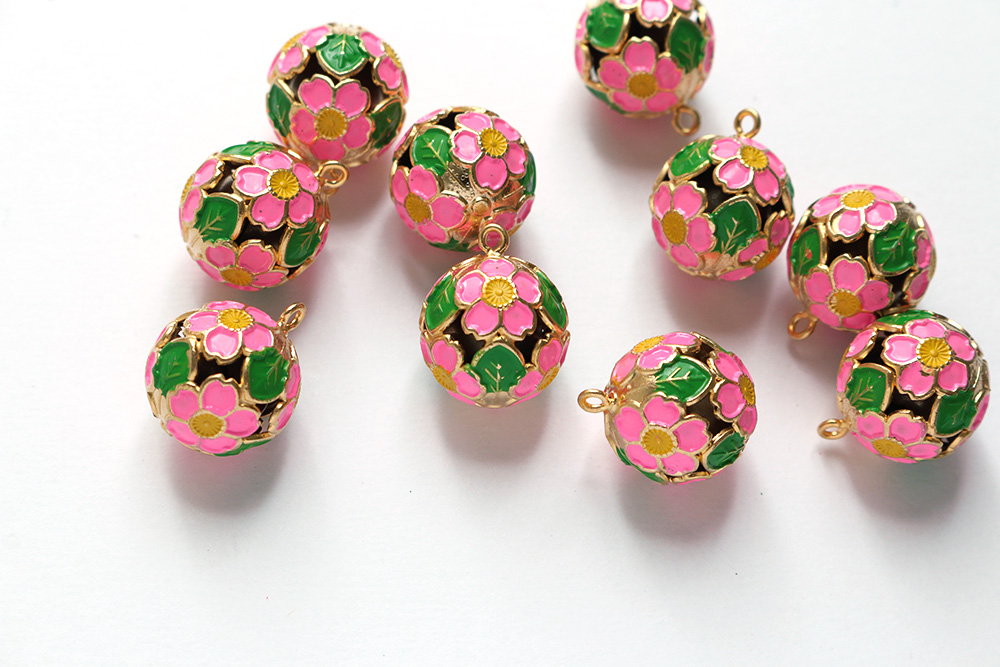 ファッション F6-75 (個)「手芸材料の卸売りサイト 1個 ピンク- -芝桜鈴 花鈴 アクセサリー