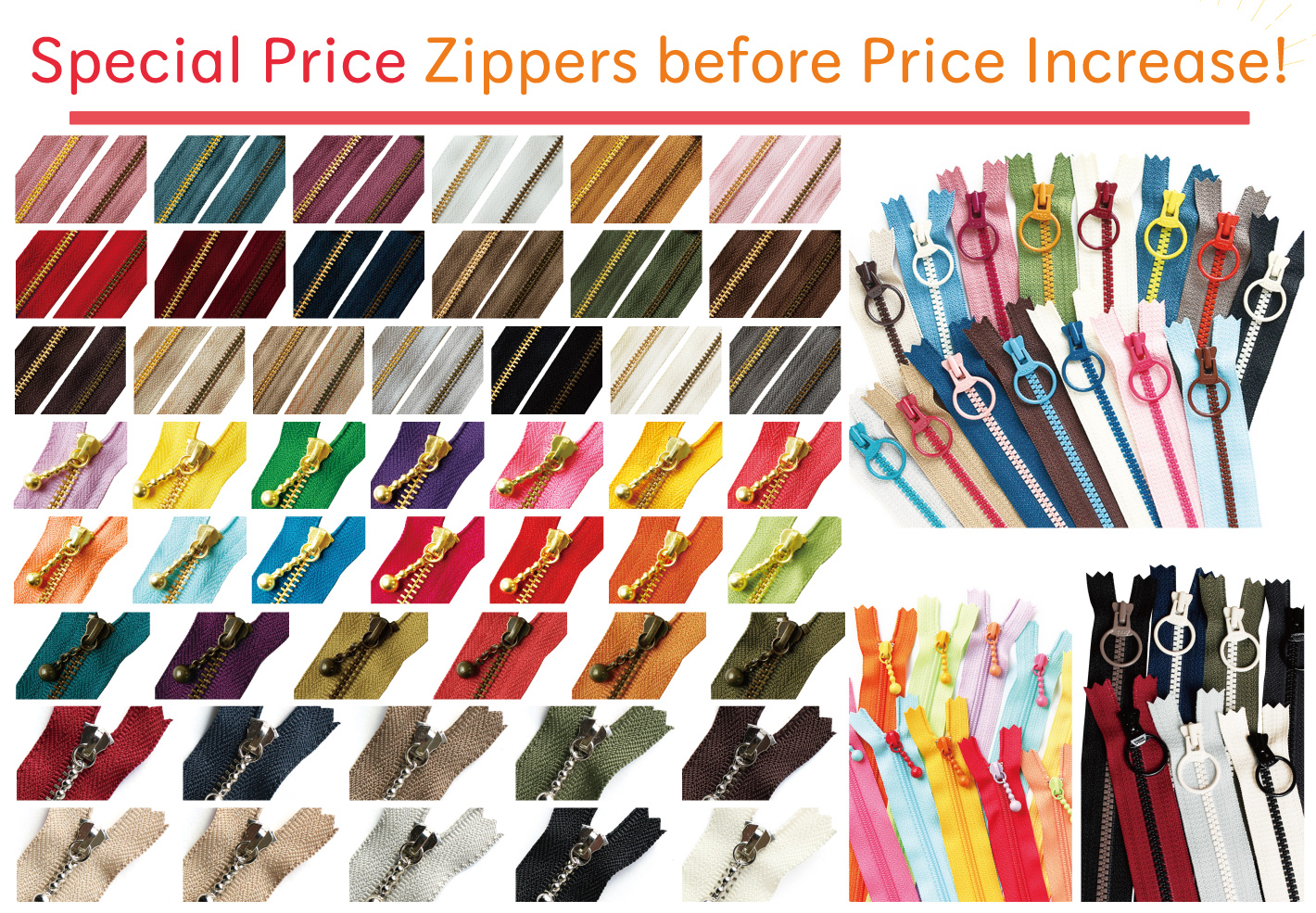 Special price sale before zipper price increase
