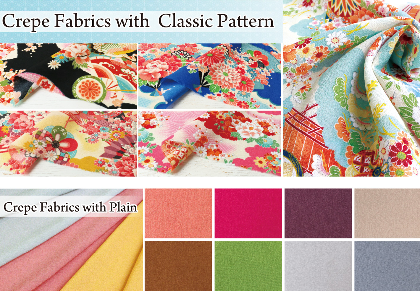 crepe fabrics with classic pattern