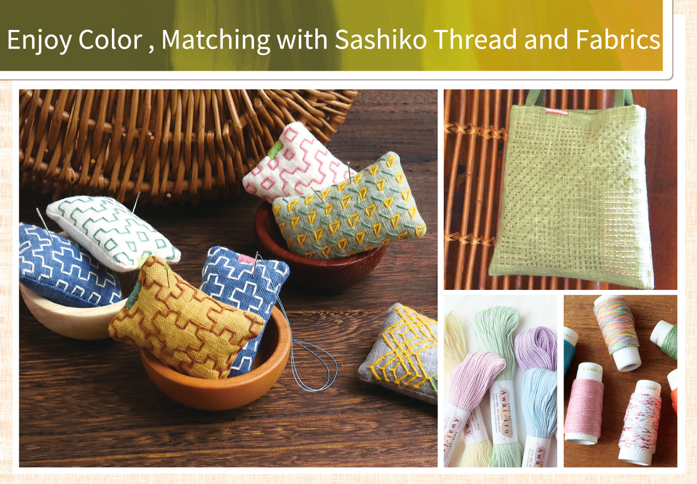 matching with sashiko thread and fabrics