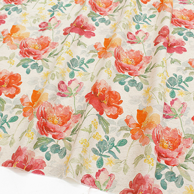 NEO-NOA European Stoff From Spain 綿麻オックス 花柄プリント 巾約140cm 1m単位 (m) 0