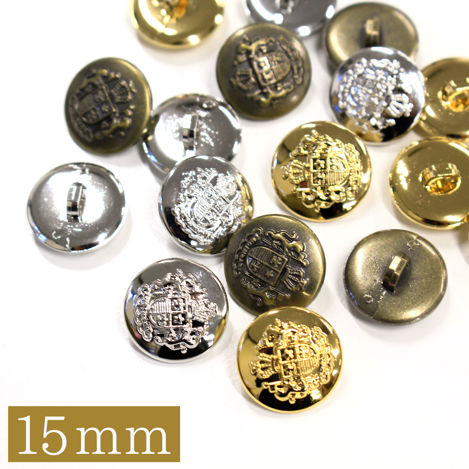7160-15 メタリックボタン 15mm 6個入 (袋)
