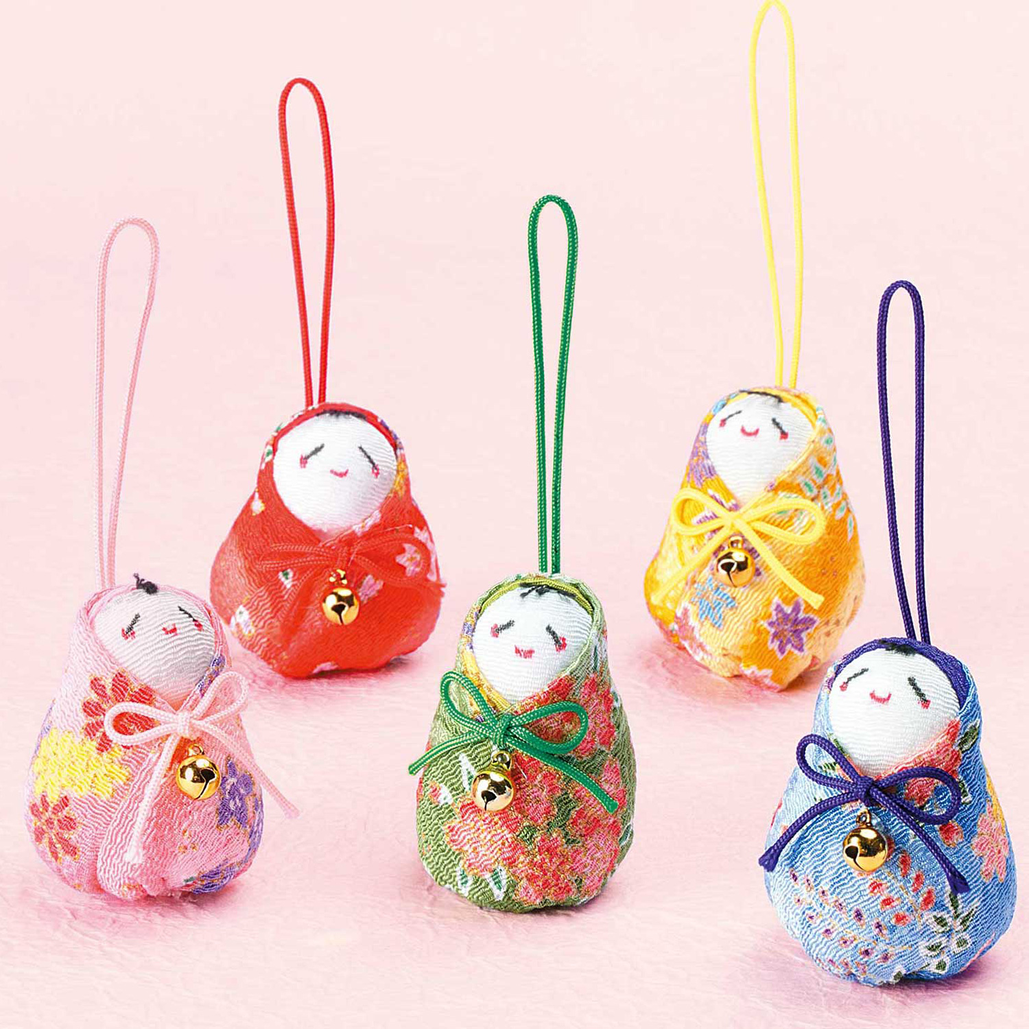 【雛祭り受注会】【お取り寄せ・返品不可】LH316 タカギ繊維 Panami 京ちりめんシリーズ　五色の根付「姫だるま」 キット (個)