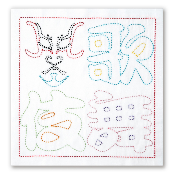 【Non-cancellable】 OLY-SK392 Sashiko Kit - Japanese Culture Hanahukin Kabuki Characters (ｐｃｓ)