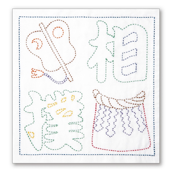 【Non-cancellable】 OLY-SK393 Sashiko Kit - Japanese Culture Hanahukin Sumo Characters (ｐｃｓ)