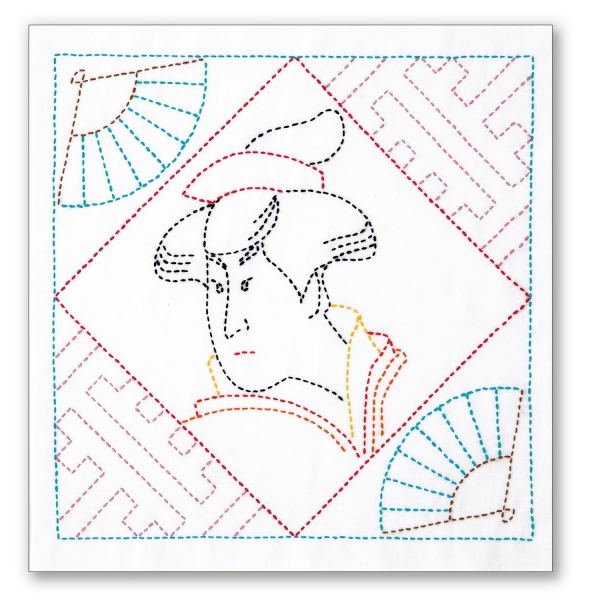 【Non-cancellable】 OLY-SK395 Sashiko Kit - Japanese Culture Hanahukin Ukiyo-e Beauty Portraits (ｐｃｓ)