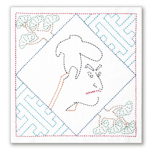 【Non-cancellable】 OLY-SK396 Sashiko Kit - Japanese Culture Hanahukin Ukiyo-e Actors (ｐｃｓ)