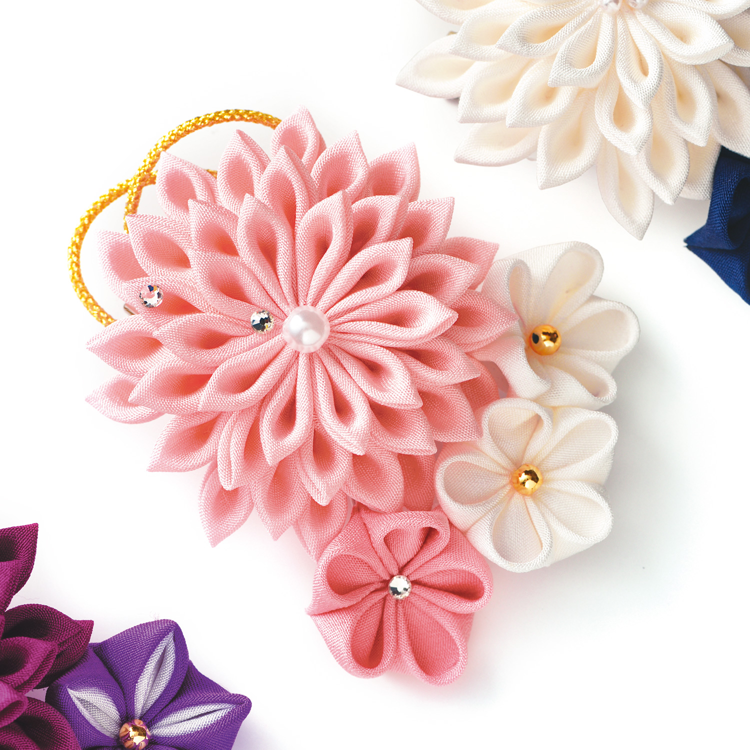 【お取り寄せ・返品不可】PAN-LH451 正絹つまみ細工ブローチ ピンク (個)