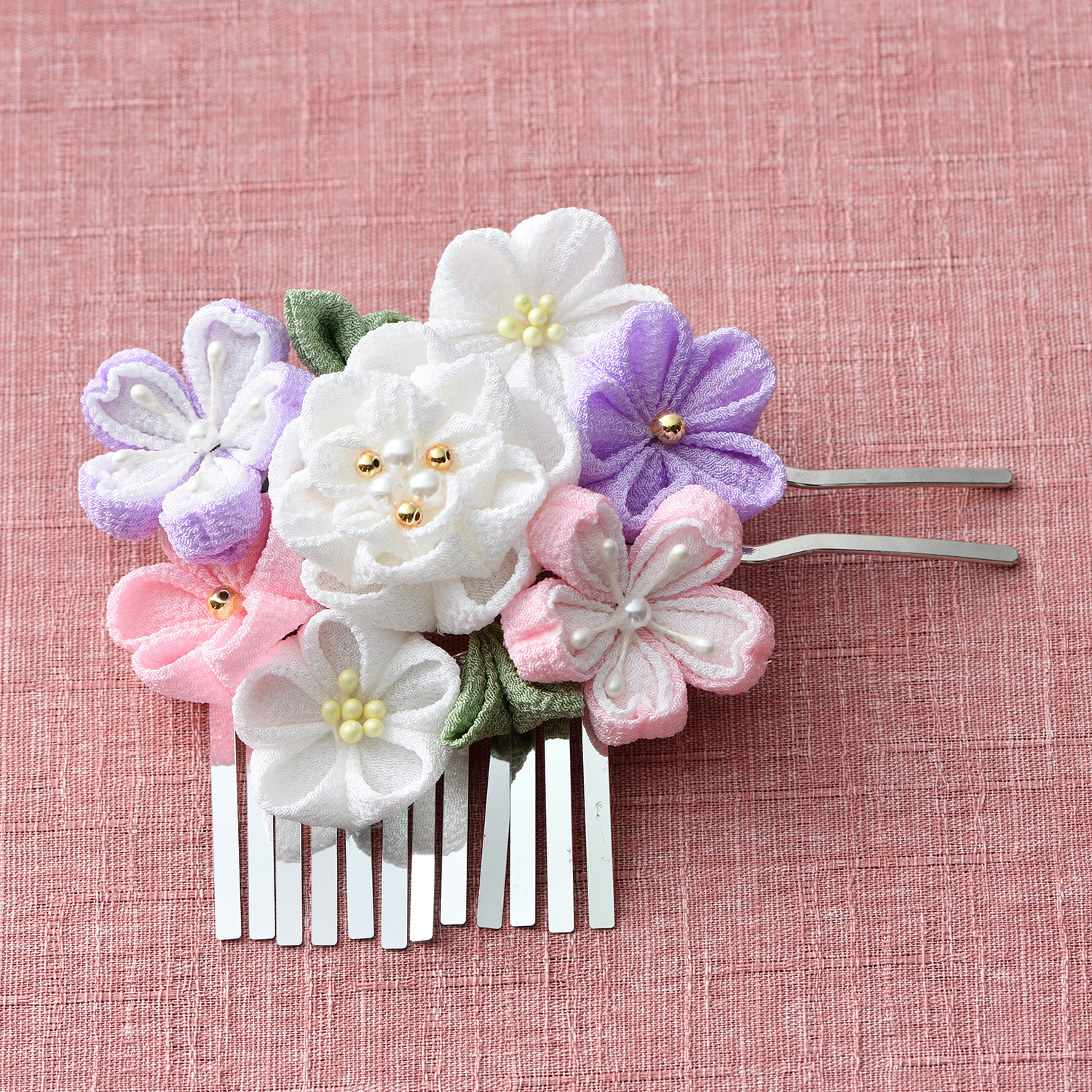 【お取り寄せ・返品不可】PAN-LH454 つまみ細工 可憐かんざし 白(個)