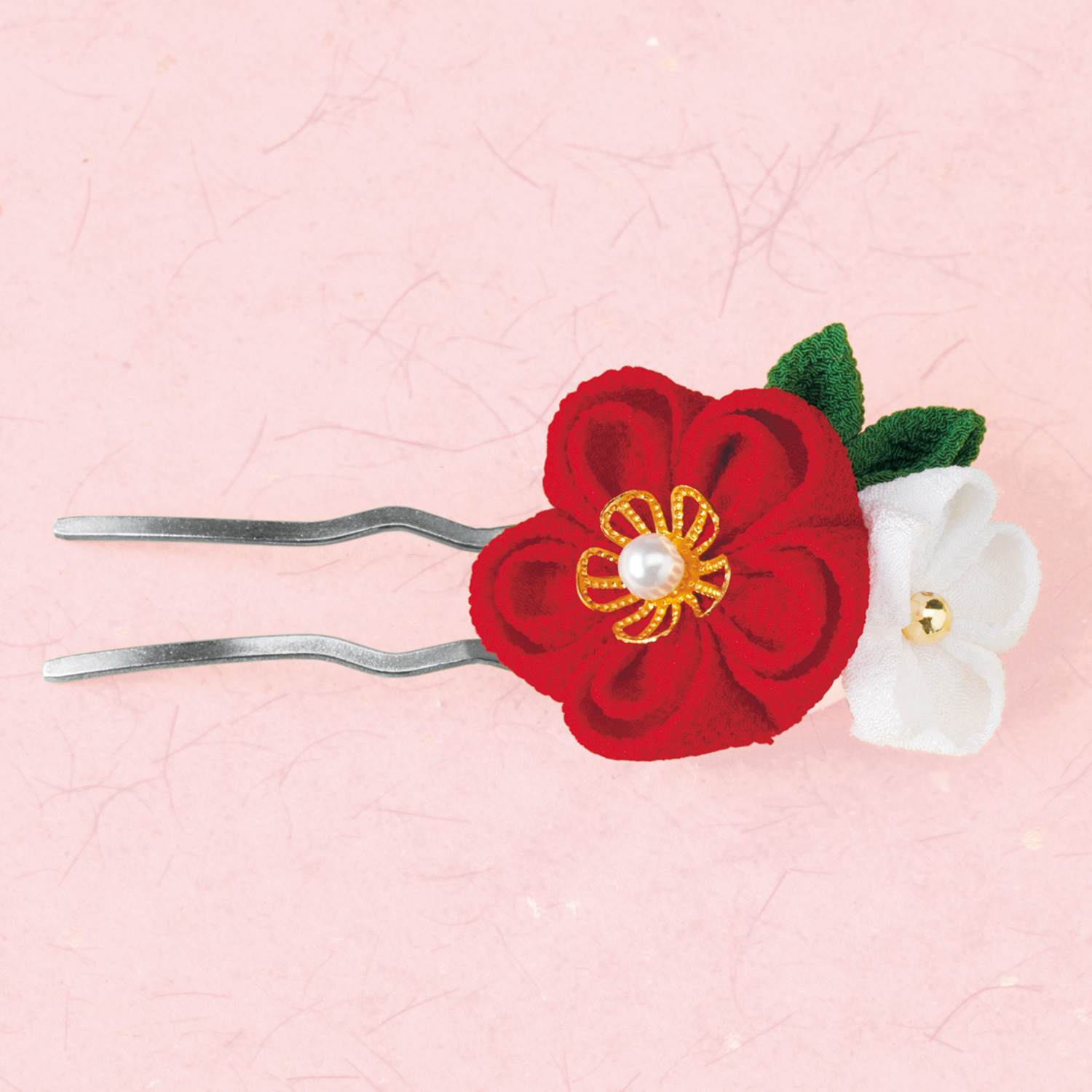 【雛祭り受注会】【お取り寄せ・返品不可】PAN-LH125 タカギ繊維 Panami つまみ細工 お花のかんざし「赤」 キット (個)