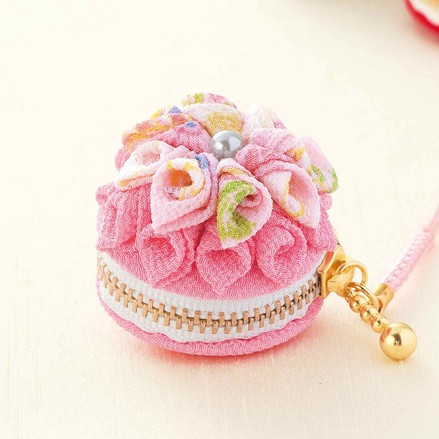 【雛祭り受注会】【お取り寄せ・返品不可】CO19 タカギ繊維 Panami つまみ細工 マカロンコインケース「桃」 キット (個)