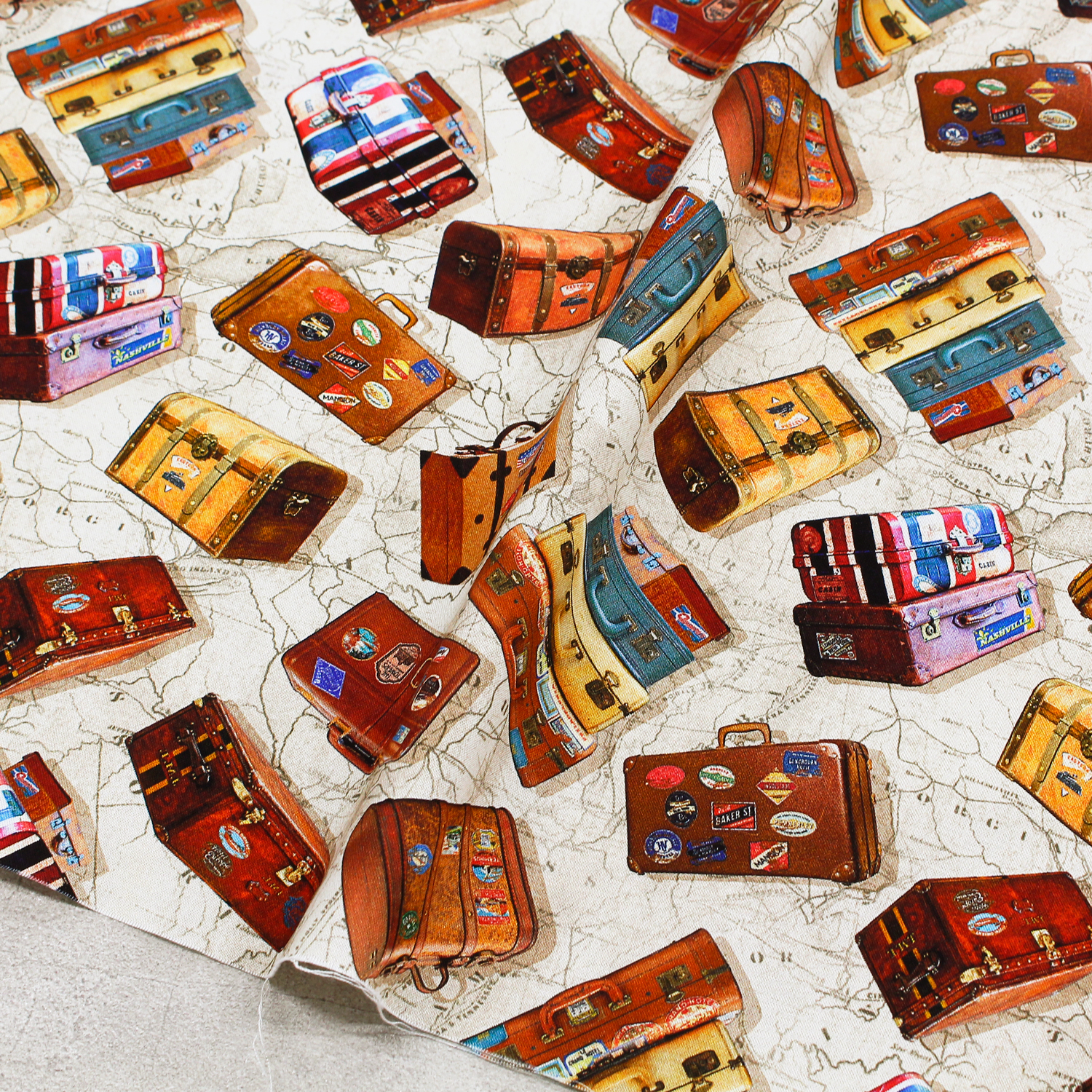 MICH11580-T Michael Miller マイケルミラー USAプリント 旅行用トランク 巾約110cm 1m単位 (m)