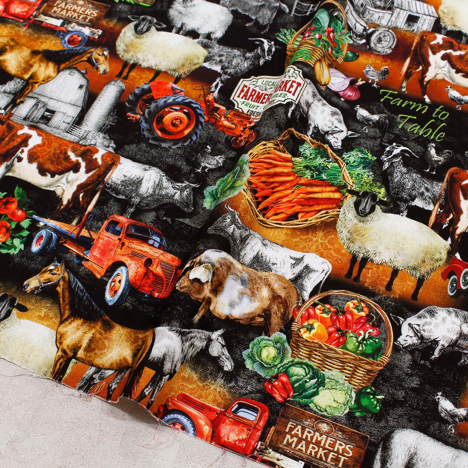MICH11931-B Michael Miller マイケルミラー USAプリント 農場から食卓まで 巾約110cm 1m単位 (m)