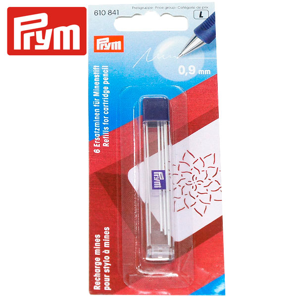 PRM610841 Prym シャープチャコ 用替芯 白x6本0.9mmΦx60mm長 (個)