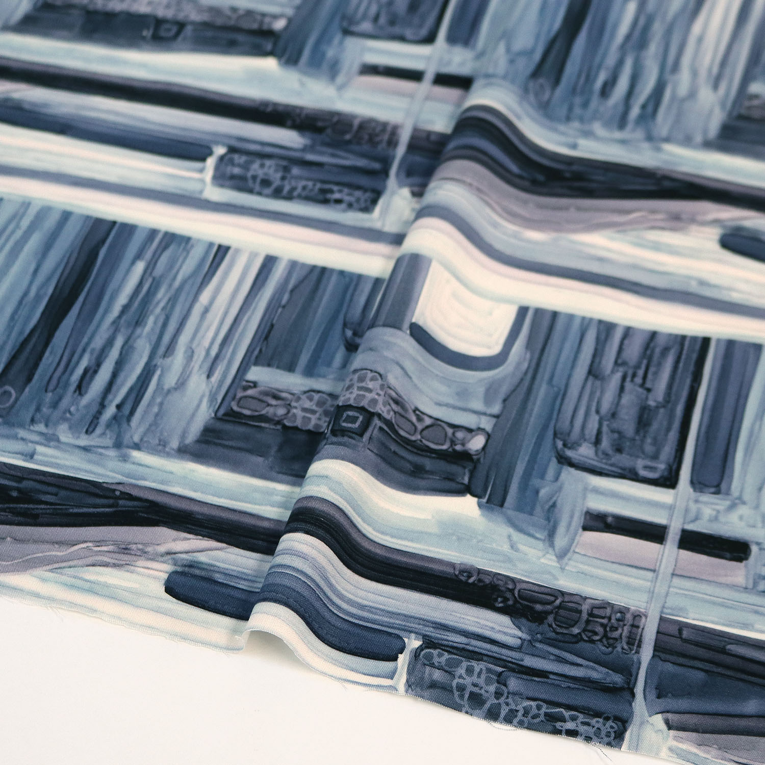 【0119新柄】FSP-902 青 水彩 縦横ラインペイント柄 FreeSpirit フリースピリット USAプリント m単位 (m)