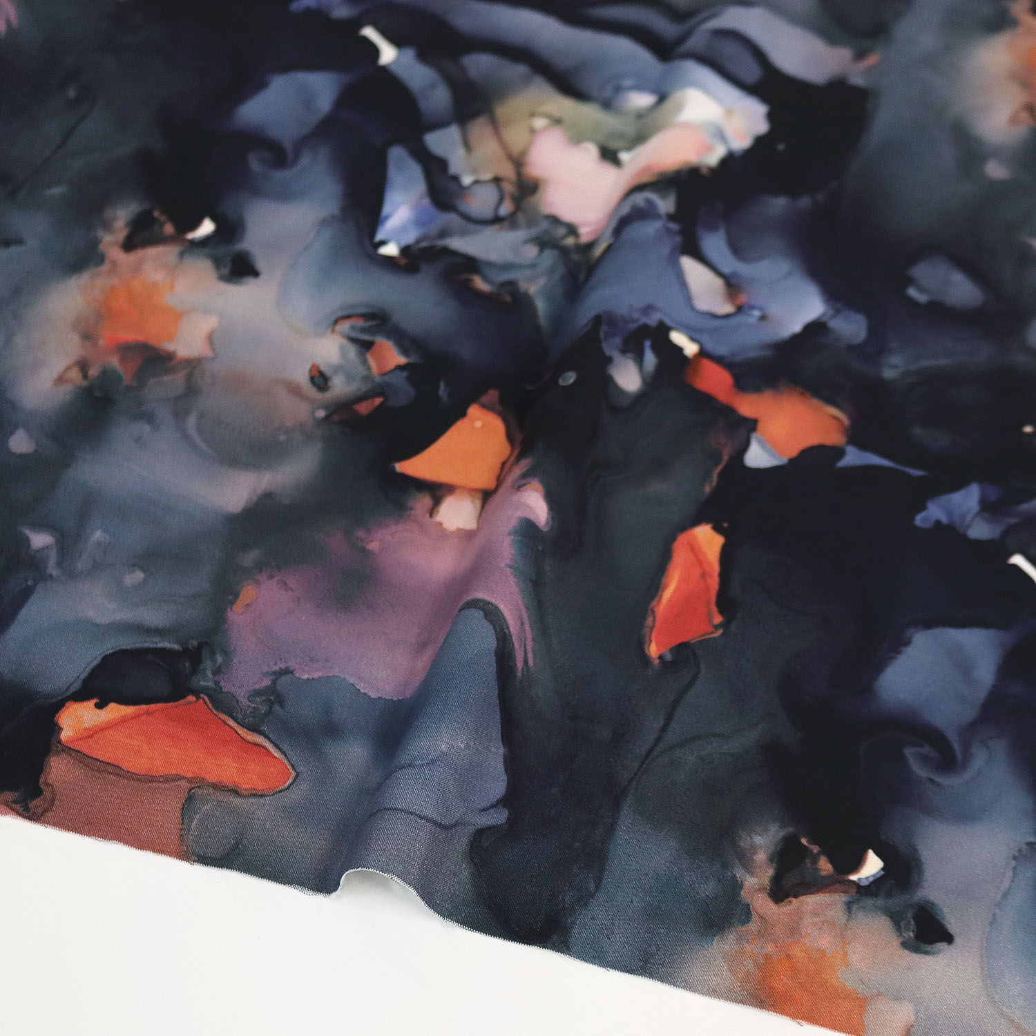 【0119新柄】FSP-905 ネイビー オレンジ 水彩 マーブル FreeSpirit フリースピリット USAプリント m単位 (m)