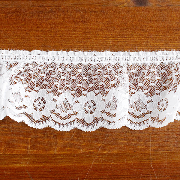 Ruffled Raschel Lace  White 10m (Roll)