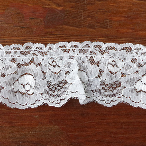 Ruffled Raschel Lace  White 10m (Roll)