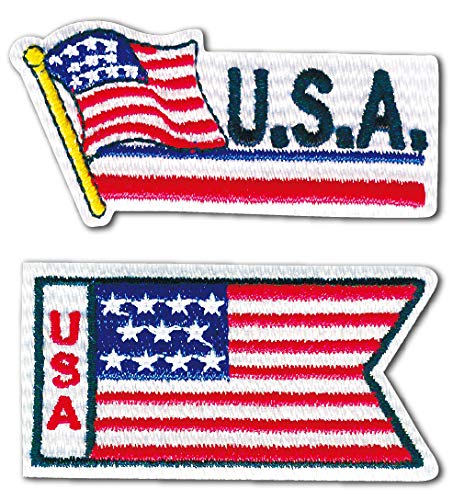 BW022-05197 パイオニア ワッペン アップリケ 国旗 アメリカ合衆国 USA 星条旗 2枚セット (枚)