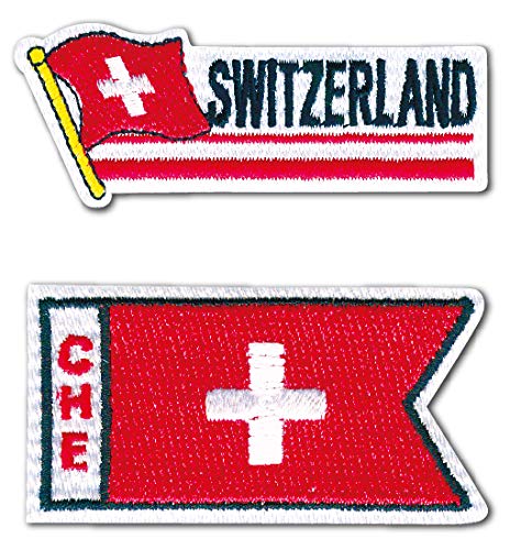 BW022-05203 パイオニア ワッペン アップリケ 国旗 スイス 瑞西 2枚セット (枚)