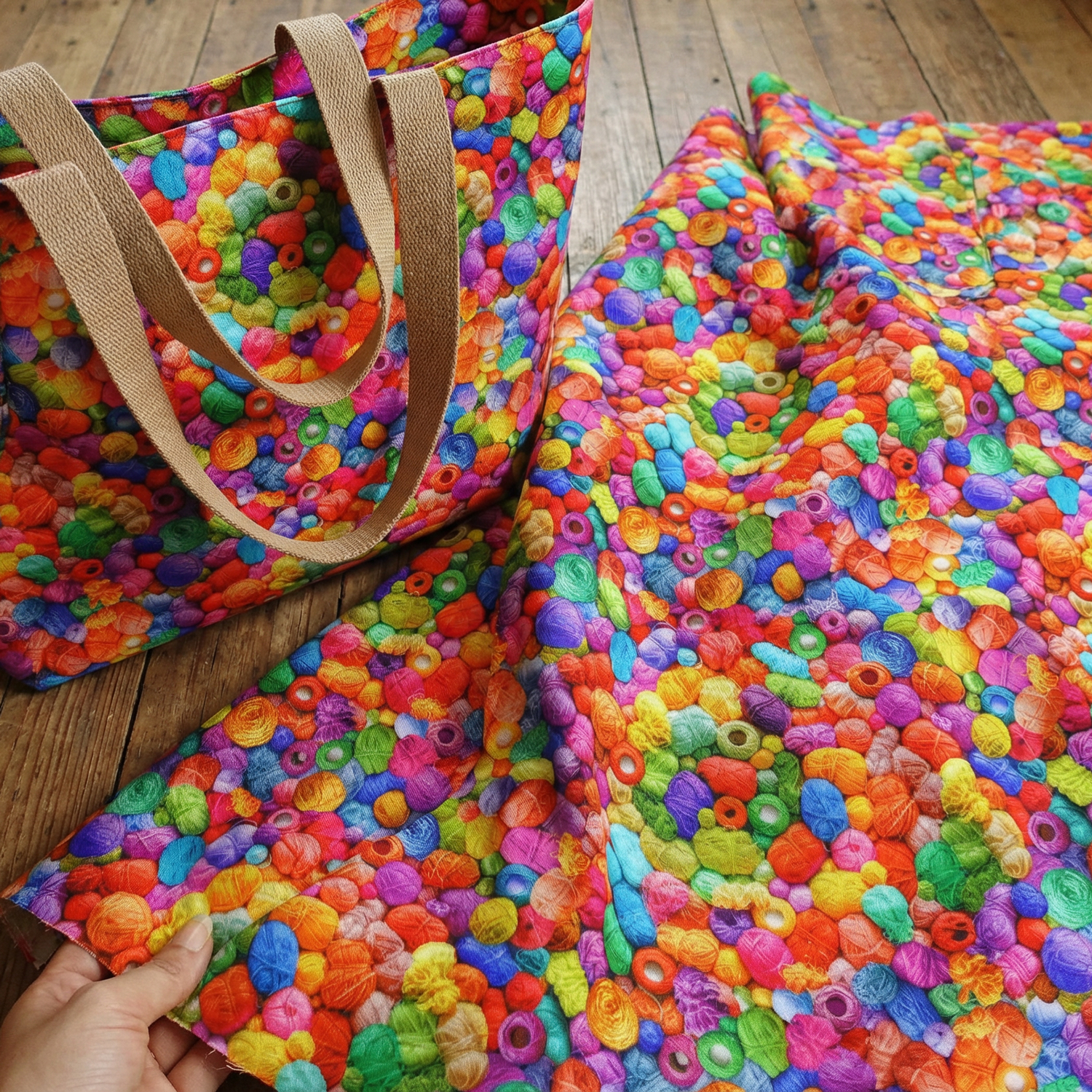 MICH11732-M ひしめき合うカラフル毛糸 Michael Miller マイケルミラー USAプリント 巾約110cm 1m単位 (m)