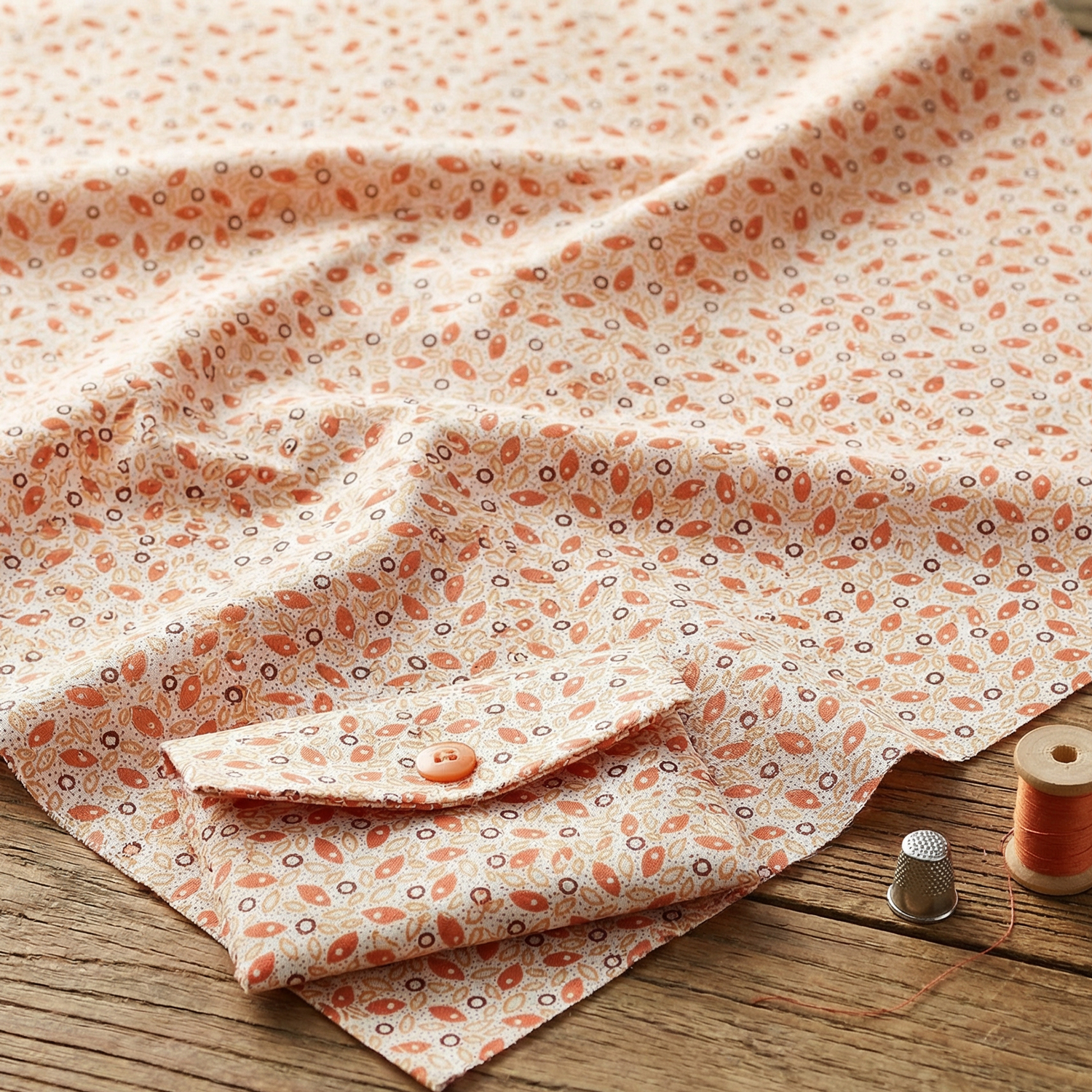 MICH11995-B ベージュ地 小さな葉っぱ柄 Michael Miller マイケルミラー USAプリント 巾約110cm 1m単位 (m)