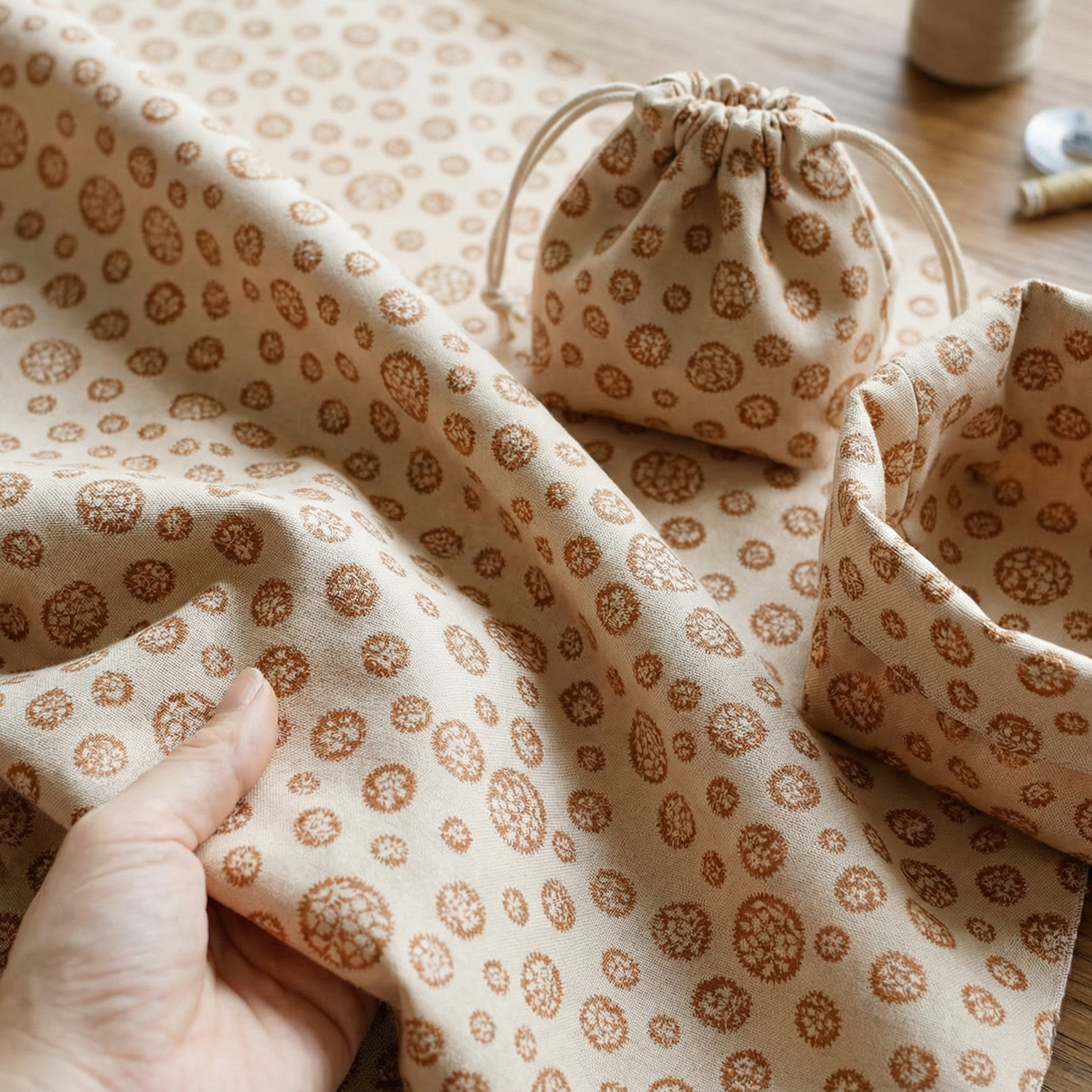 MICH11989-B ベージュ地 丸に小花柄 Michael Miller マイケルミラー USAプリント 巾約110cm 1m単位 (m)