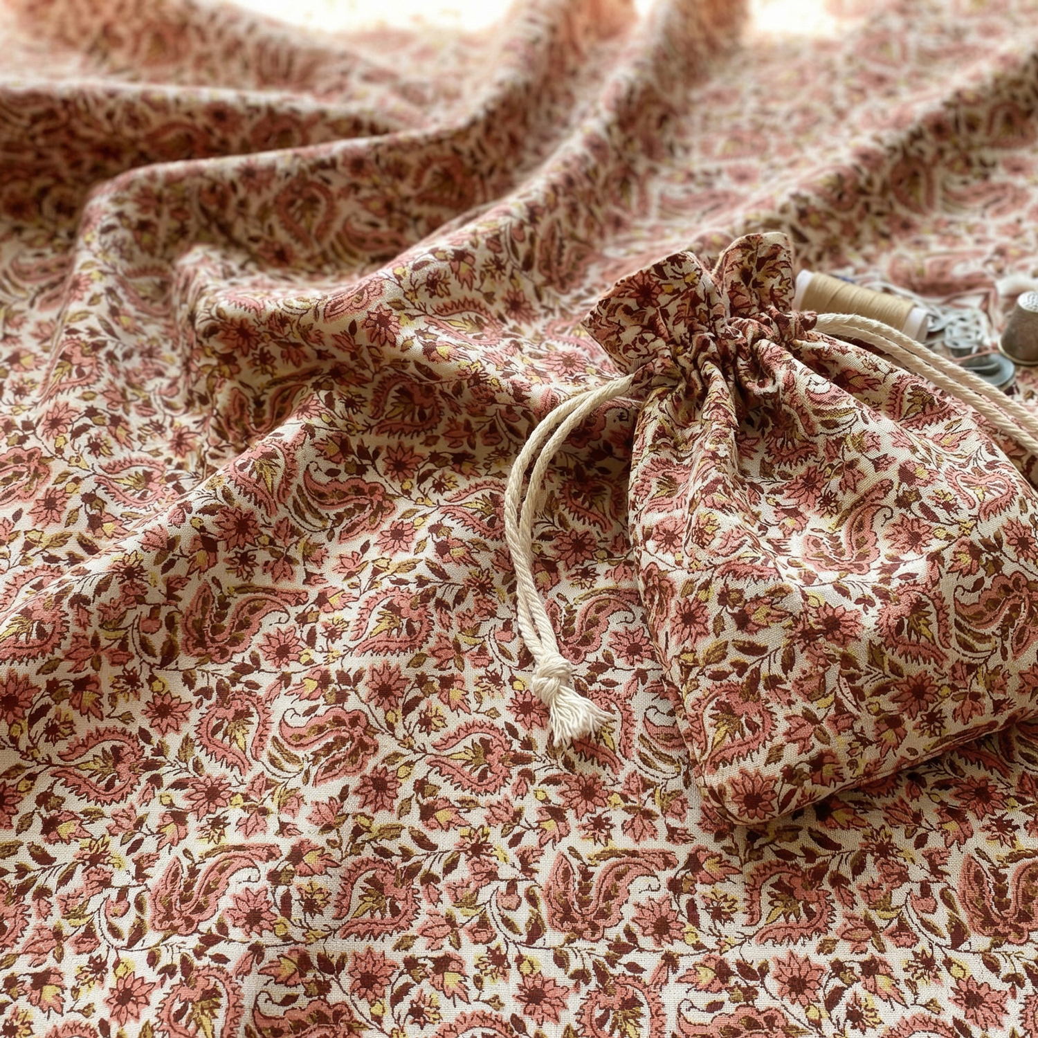 MICH11987-C 白地 ピンクペイズリー風 Michael Miller マイケルミラー USAプリント 巾約110cm 1m単位 (m)