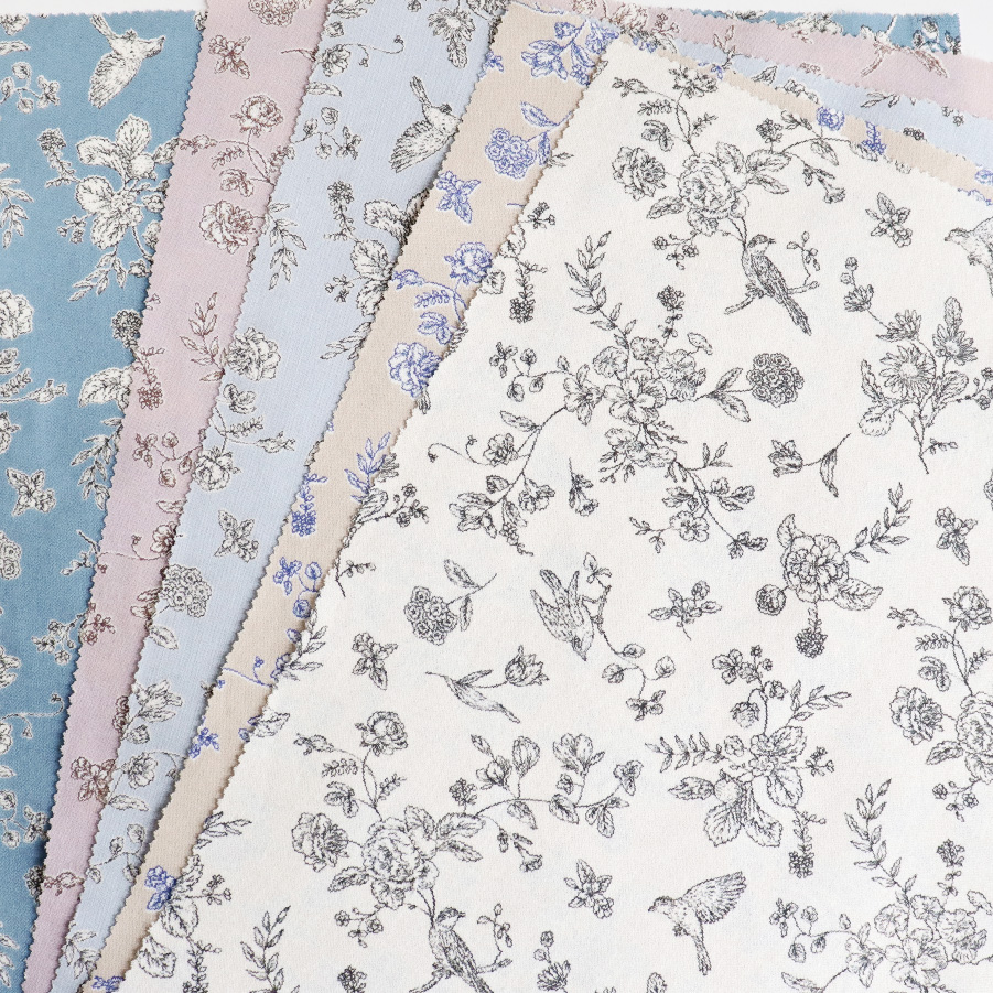 WD2408 Kei fabric sheeting print floral & bird 1m/unit (m)