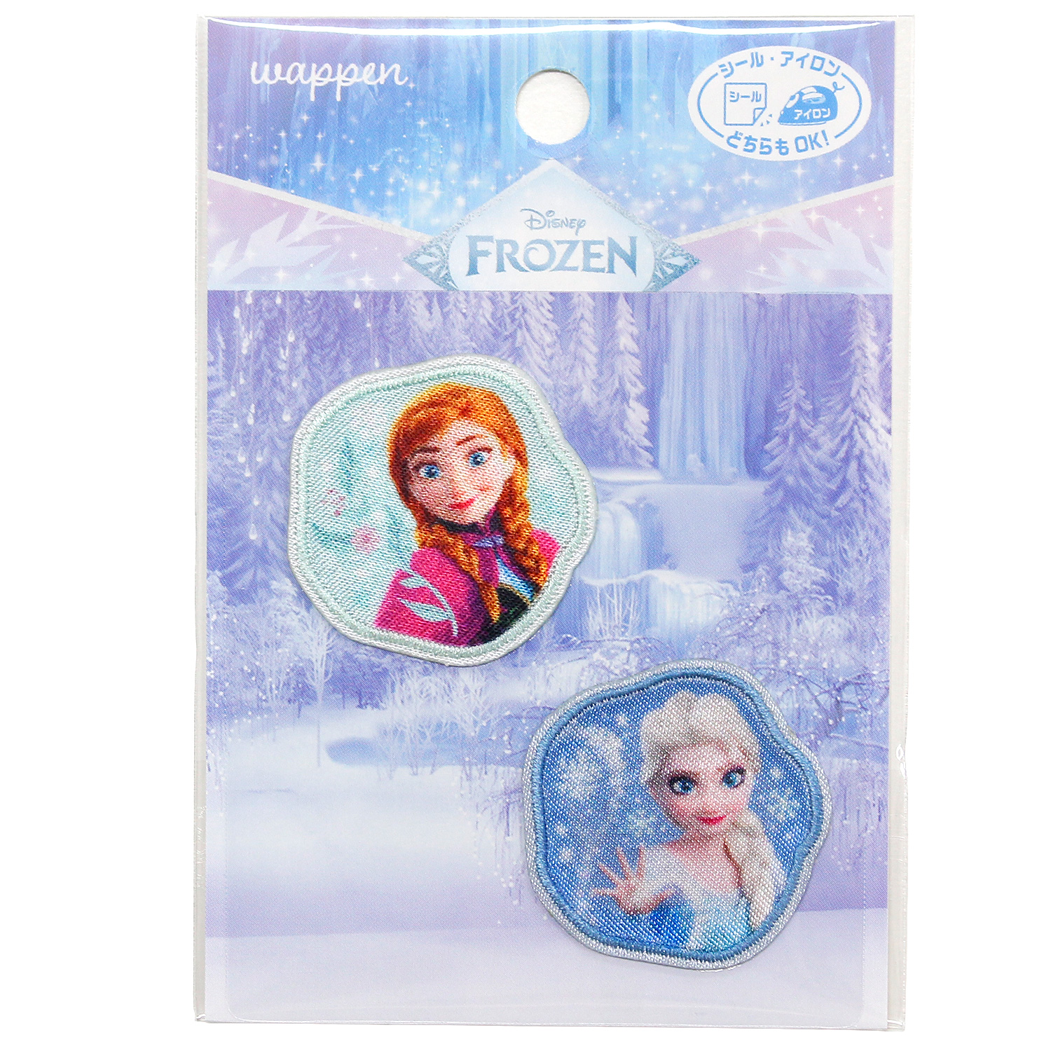 MY7001-MY537 パイオニア  ディズニー アナと雪の女王 アナ/エルサ ２個付きワッペン アイロン＆シール両用タイプ  (枚)