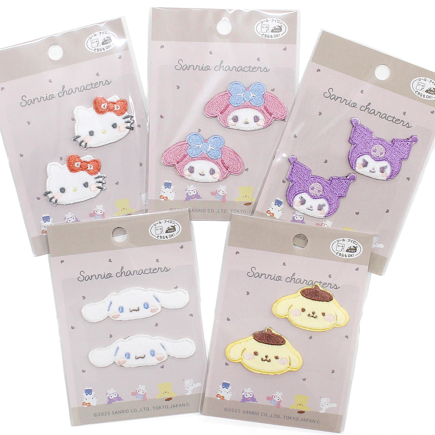 SCW650 パイオニア サンリオキャラクターズ むきゅむきゅ ２個付きワッペン シール・アイロン両用タイプ  (枚)