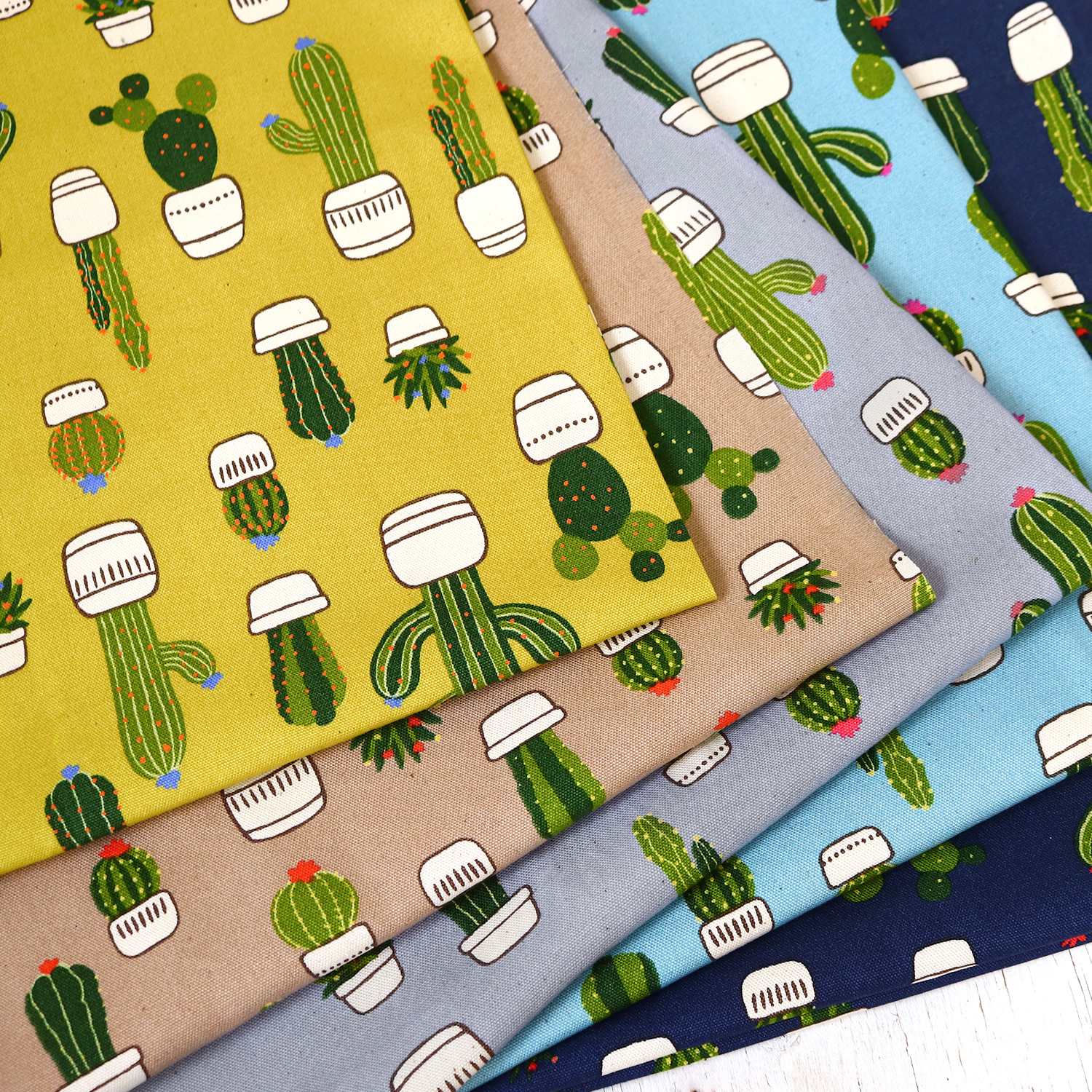 IBK99414-2 オックスプリント生地 サボテン 巾約110cm 1m単位 (m)