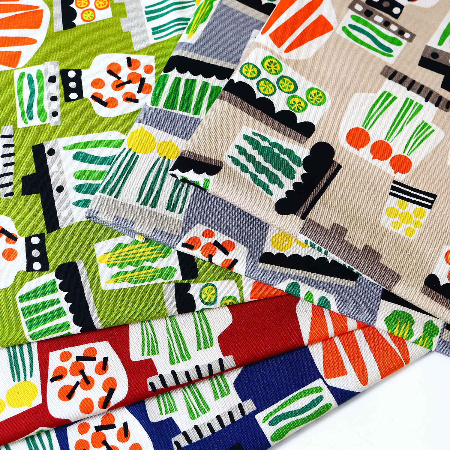 IBK99413-2 オックスプリント生地 ピクルス 巾約110cm 1m単位(m)