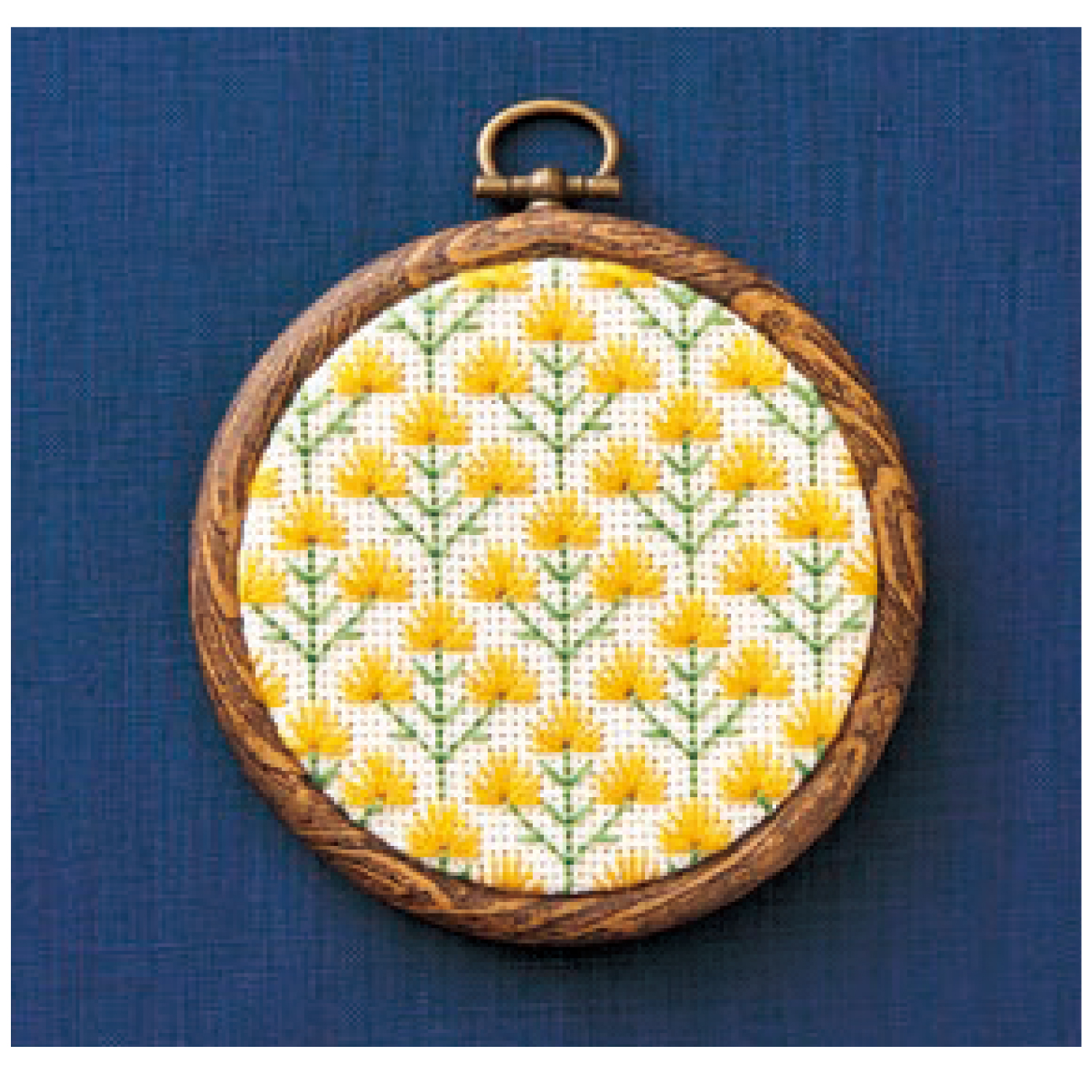 【刺繍受注会】【お取り寄せ・返品不可】CSK2321 地刺しプチフレームの壁飾り ミモザ (個)