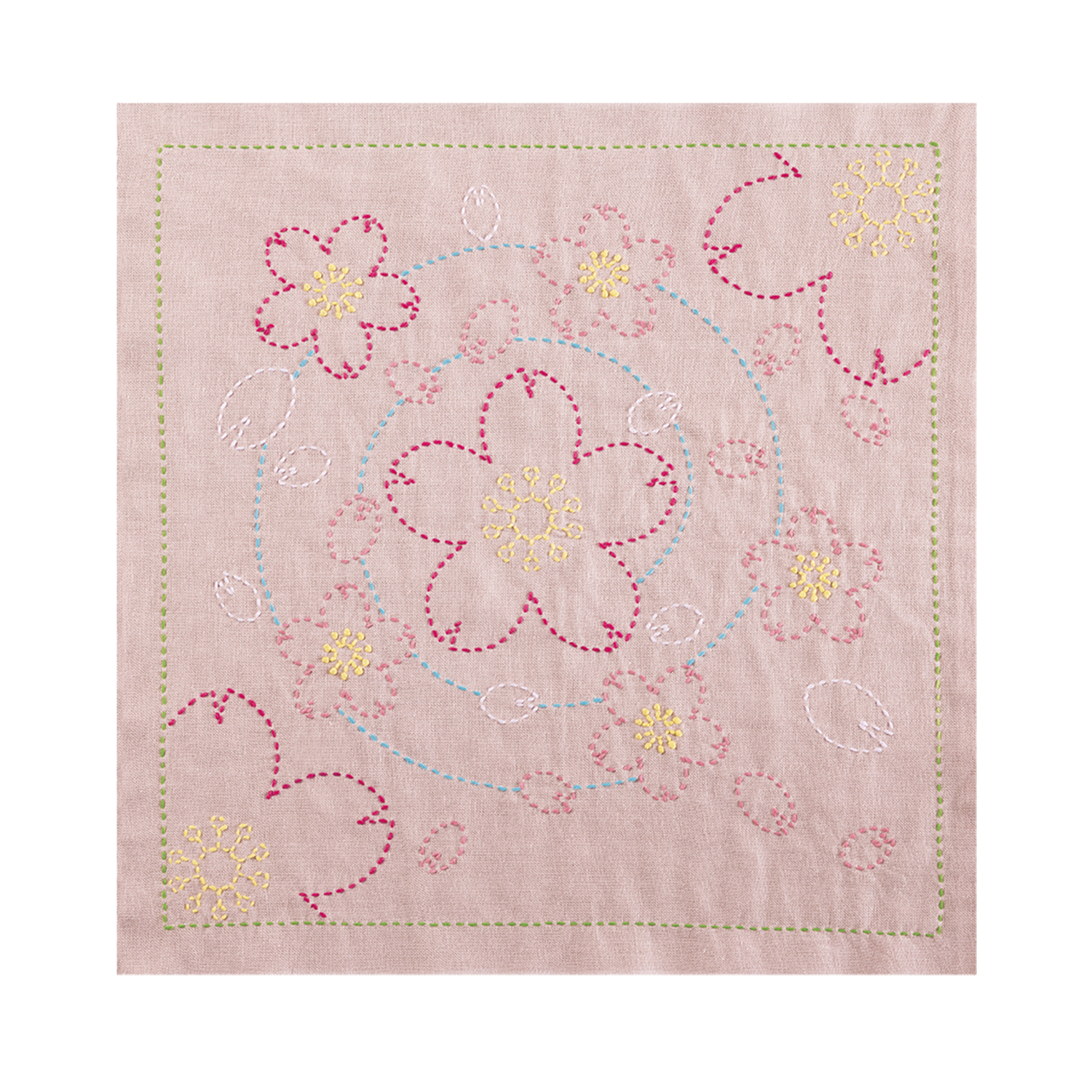 【お取り寄せ・返品不可】OLY-SK486 刺し子 花ふきんキット 水辺の桜〈渋ピンク〉（袋）
