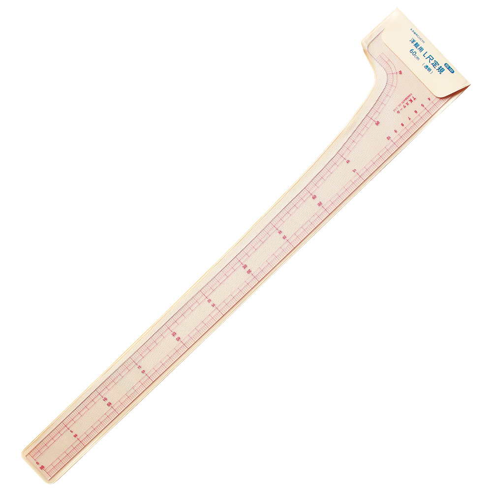 TK05141 KAWAGUCHI Western Dressmaking Shaku Ruler"", L-shaped"",60cm Transparent (pcs)