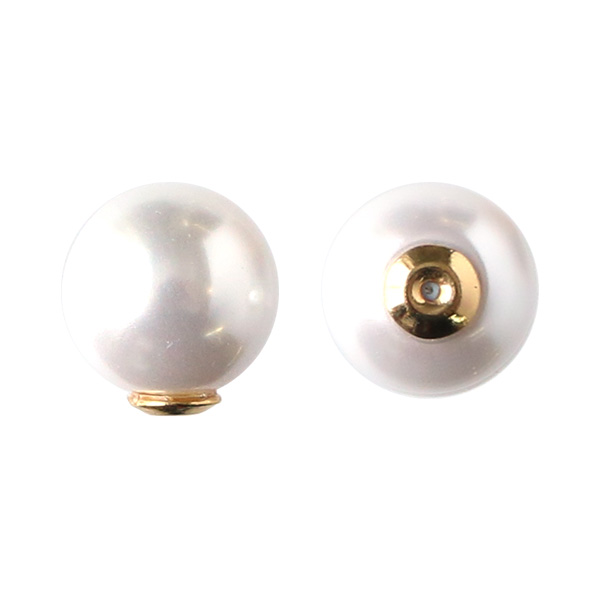 Pearl-shaped earring stopper 12mm white 4pcs (pack)