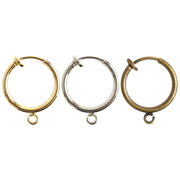 KE182～184  Hoop Earrings, with loop, 15mm, 5 sets (bag)