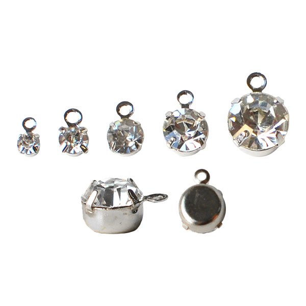 KE477~485 Crystal Stones, with Loops Silver 10pcs (pack)