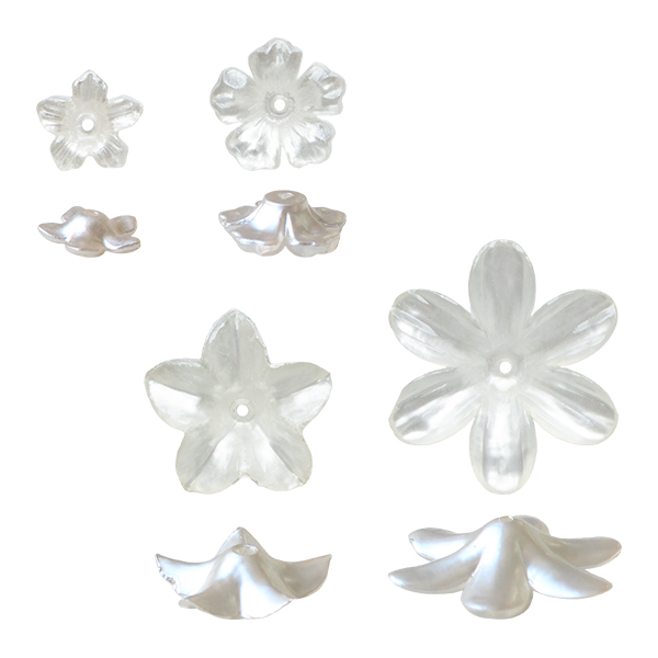 KE1302~1305 Acrylic Flower Parts White 4pcs (pack)