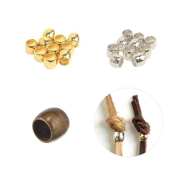 KE667～ Leather Cord Finding, 4 x 5mm, inner diameter 3mm, 10pcs (bag)