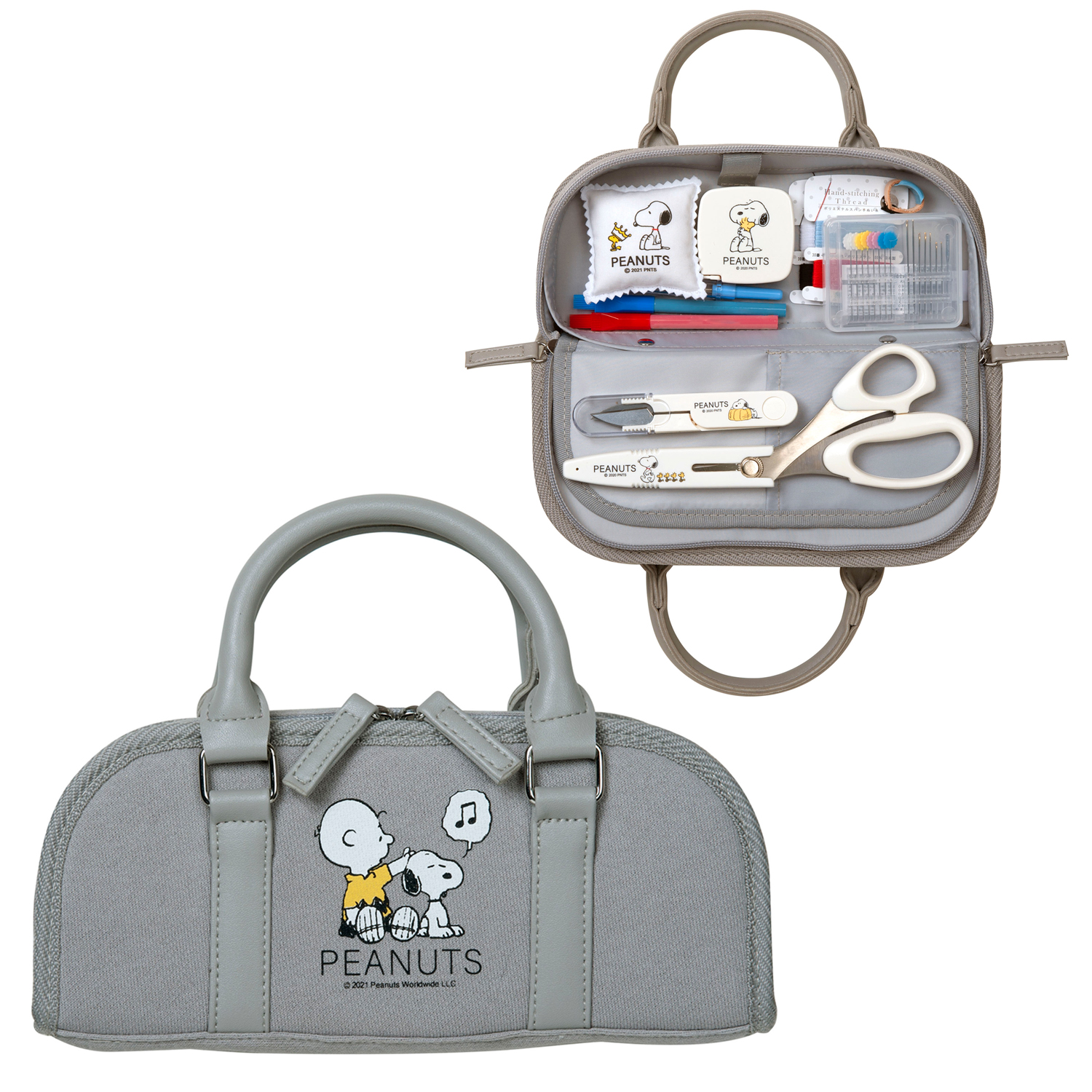 MIS8654 スヌーピーソーイングセット クラフトバッグラウンドタイプ 9点セット (個)