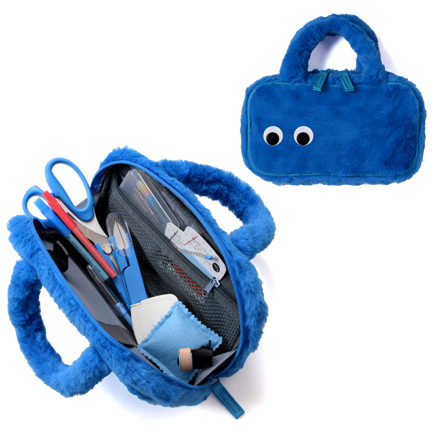 MIS18951 ミササ ソーイングセット モンスターブルー ファスナーバッグタイプ 13点セット(個)