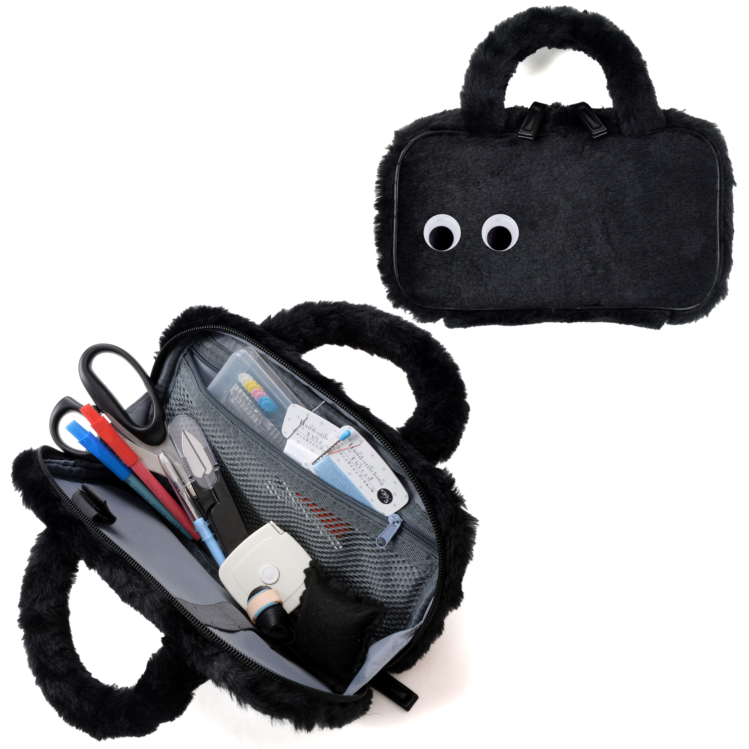 MIS18952 ミササ ソーイングセット モンスターブラック ファスナーバッグタイプ 13点セット(個)