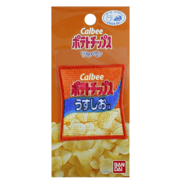 MW650-MW06 パイオニア ワッペン お菓子 Calbee ポテトチップス うすしお味 アイロン・シール両用接着ワッペン (枚)